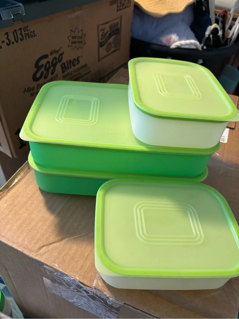 Freezersmart 2/$30 Green Stackable Food Storage Containers with lids - Large